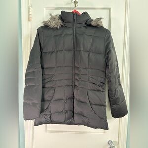 Calvin Klein Black Puffer Coat with Faux Fur Trim